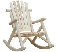 Outsunny Sillón de Jardín Rocking Chair Estilo neo-retro Asiento Respaldo Ergonómico Madera Natural de pino Aosom España