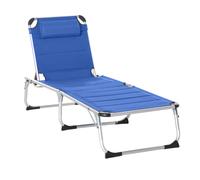 Outsunny Sillón de playa plegable con respaldo ajustable multiposiciones, acolchado y almohadilla de aluminio y textileno - Azul Aosom España