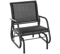 Outsunny Sillón Mecedor de Jardín Rocking Chair Diseño Contemporáneo metal textileno Negro Aosom España