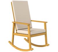 Outsunny Sillón mecedor de madera de acacia con respaldo alto y cojines hasta 160 kg 60 x 89 x 107 cm Beige Aosom España