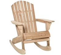 Outsunny Sillón Mecedora Adirondack de Madera Natural 77x94x97 cm para Jardín Exterior de Estilo Rústico Carga 130kg Teak