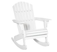 Outsunny Sillón Mecedora Silla Adirondack de Madera Natural 77x94x97 cm para Jardín Terraza Exterior de Estilo Rústico Carga 130kg Blanco