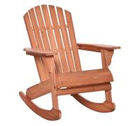 Outsunny Sillón Mecedora Adirondack de Madera Natural 77x94x97 cm para Jardín Terraza Exterior de Estilo Rústico Carga 130kg Color Teca Aosom España