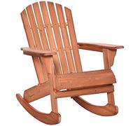 Outsunny Sillón Mecedora Silla Adirondack de Madera Natural 77x94x97 cm para Jardín Terraza Exterior de Estilo Rústico Carga 130kg Color Teca