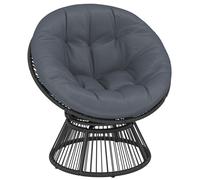 Outsunny Sillón papasan giratorio 360° con cojín, marco de acero, sillón redondo de ratán, Gris Aosom España