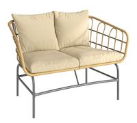 Outsunny Sofá de Jardín 2 Plazas en Resina Trenzada Cojines Gruesos Antideslizantes 120 x 67 x 79 cm Marrón