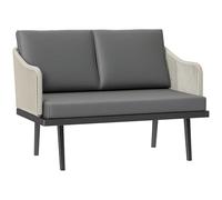 Outsunny Sofá de jardín de 2 plazas con Cojines de Resina Tejida, sofá de Exterior con reposabrazos, Estructura de jardín de Acero, Gris Oscuro