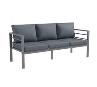 Outsunny Sofá de jardín de 3 plazas con Cojines de Asiento y Respaldo, Sofá Moderno de Aluminio y poliéster, 185x66x64 cm, Gris