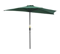 Outsunny Sombrilla 269x138x236 cm Parasol de Jardín con Manivela y Forma Semicircular para Exterior Terraza Patio Piscina Verde