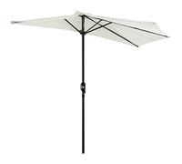 Outsunny Sombrilla 269x138x236 cm Parasol de Jardín con Manivela y Forma Semicircular Tela Poliéster 180 g/m² para Exterior Terraza Patio Piscina Crema