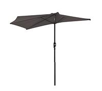 Outsunny Sombrilla 269x138x236 cm Parasol de Jardín con Manivela y Forma Semicircular Tela Poliéster 180 g/m² para Exterior Terraza Patio Piscina Gris