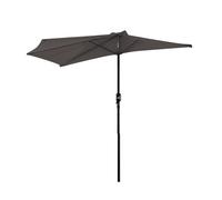 Outsunny Sombrilla Semicircular 269x138x236 cm Gris para Jardín con Manivela Ideal para Exterior Terraza Patio Piscina Protección Solar Aosom España