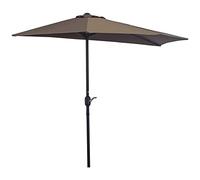 Outsunny Sombrilla 269x138x236 cm Parasol de Jardín con Manivela y Forma Semicircular Tela Poliéster 180 g/m² para Exterior Terraza Patio Piscina Café