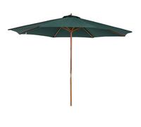 Outsunny Sombrilla Ø300x250 cm Parasol con Poste de Madera con Sistema de Poleas de 8 Varillas con Fijación para Jardín Patio Terraza Verde verde