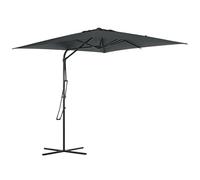 Outsunny - Sombrilla cuadrada (2,5 x 2,5 m, parasol de jardín al aire libre, protección UV abrir y cerrar rápida y fácilmente base cruzada incluida para balcón patio terraza gris oscuro