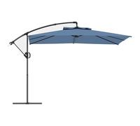 Outsunny Sombrilla Cuadrada Compensada 3 x 3 m de Jardín Exterior con Manivela, Base en Cruz, Inclinable y Giratoria 360°, Tejido de Poliéster 180 g/m², Protección UV UPF50+, Azul