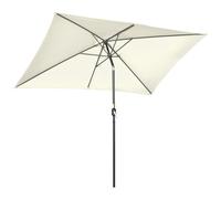 Outsunny Sombrilla de Aluminio 195x295x253 Parasol Rectangular de Jardín Inclinable con Manivela y Poste Desmontable Crema