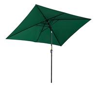 Outsunny Sombrilla de Aluminio 2x3x2,5 m Parasol Rectangular de Jardín Inclinable con Manivela y Mástil Anti-UV Desmontable para Terraza Patio Piscina Exterior Verde