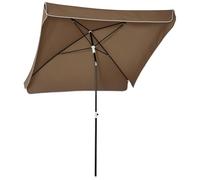 Outsunny Sombrilla de exterior 2x2 m con toldo cuadrado, ajustable y portátil, metal y poliéster, café