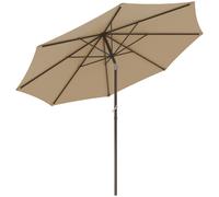 Outsunny Sombrilla de jardín 2,63 m en metal Redonda Poliéster 180g/m² manivela inclinable Beige Aosom España