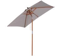 Outsunny Sombrilla de Jardín 200x150x235 cm Parasol de Jardín Rectangular con Ángulo Ajustable Anti-UV Impermeable y Poste de Madera para Playa Patio