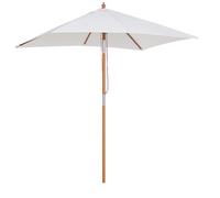 Outsunny Sombrilla de Jardín 200x150x235 cm Parasol de Terraza Rectangular Inclinable con Anti-UV Impermeable y Poste de Madera para Playa Patio Crema