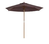 Outsunny Sombrilla de Jardín Ø250x230 cm Parasol | 6 Varillas, Poste Desmontable, Anti-UV, Impermeable, Marco de Madera, para Playa, Patio