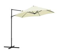 Outsunny Sombrilla de Jardín Ø256x245 cm Parasol Excéntrico Rotación de 360° con Apertura Manual y Base Cruzada para Patio Terraza Exterior Beige