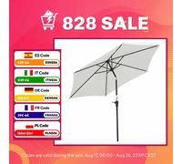 Outsunny Sombrilla de Jardín Reclinable con Manivela Ø260x235 cm Crema | Parasol de Jardín, Poste Desmontable de Aluminio, 6 Varillas de Metal, para Terraza, Exterior, Balcón