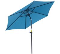 Outsunny Sombrilla de Jardín Ø260x235 cm Parasol de Jardín Reclinable con Manivela Poste Desmontable de Aluminio 6 Varillas Azul Aosom España