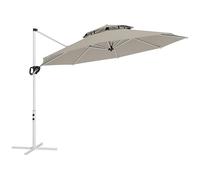 Outsunny Sombrilla de Jardín Ø292 cm Parasol Excéntrico con Manivela Giratorio 360° Inclinación Ajustable Doble Techo y Base Cruzada Sombrilla para Terraza Exterior Patio Gris Claro
