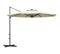 Outsunny Sombrilla de Jardín Ø294x242 cm Parasol de Terraza con Altura Ajustable Poste Giratorio 360° Ángulo de Techo Ajustable y Ventilación Superior para Patio Piscina Crema