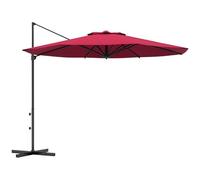 Outsunny Sombrilla de Jardín Ø294x242 cm Parasol de Terraza con Altura Ajustable Poste Giratorio 360° Ángulo de Techo Ajustable y Ventilación Superior para Patio Piscina Rojo Vino