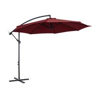 Outsunny Sombrilla de Jardín Ø295 cm Parasol Excéntrico Inclinable con Manivela Base Cruzada y Soporte de Acero Granate