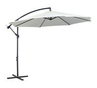 Outsunny Sombrilla de Jardín 295 cm Parasol Excéntrico Inclinable con Manivela Base Cruzada y Soporte de Acero Crema Aosom España