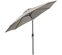 Outsunny Sombrilla de Jardín Ø295x250 cm con Manivela Parasol Exterior con Mecanismo de Inclinación y Poste Desmontable de Metal para Terraza Piscina Patio Gris Claro