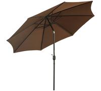 Outsunny Sombrilla de Jardín Ø295x250 cm con Manivela Parasol Exterior con Mecanismo de Inclinación y Poste Desmontable de Metal para Terraza Piscina