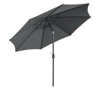 Outsunny Sombrilla de Jardín Ø300x250 cm con Manivela Parasol Exterior con Mecanismo de Inclinación y Poste Desmontable de Metal para Terraza Piscina Patio Gris Oscuro