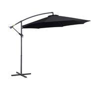 Outsunny Sombrilla de Jardín Ø300x250 cm Parasol Excéntrico Inclinable Negro con Manivela Base Cruzada y Soporte de Metal para Balcón Aosom España