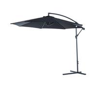 Outsunny Sombrilla de Jardín Ø295x250 cm Parasol Excéntrico Inclinable con Manivela Base Cruzada y Soporte de Metal 8 Varillas para Terraza Exterior Balcón Negro