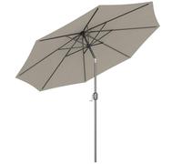 Outsunny Sombrilla de Jardín Ø300x250 cm con Manivela Parasol Exterior con Mecanismo de Inclinación y Poste Desmontable de Metal para Terraza Piscina Patio Gris Claro