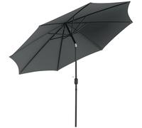 Outsunny Sombrilla de Jardín Ø300x250 cm con Manivela Parasol Exterior con Mecanismo de Inclinación y Poste Desmontable de Metal para Terraza Piscina Patio Gris Oscuro