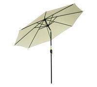 Outsunny sombrilla de jardín ø300x250 cm con manivela parasol exterior con mecanismo de inclinación y poste desmontable de metal para terraza piscina patio beige 295 cm
