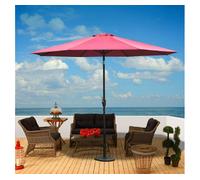 Outsunny sombrilla de jardín ø300x250 cm con manivela parasol exterior con mecanismo de inclinación y poste desmontable de metal para terraza piscina patio vino tinto