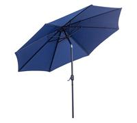 Outsunny sombrilla de jardín ø300x250 cm con manivela parasol exterior con mecanismo de inclinación y poste desmontable de metal para terraza piscina patio azul