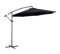 Outsunny Sombrilla de Jardín Ø300x250 cm Parasol Excéntrico Inclinable Negro con Manivela Base Cruzada y Soporte de Metal para Balcón Aosom España