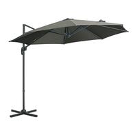 Outsunny Sombrilla de Jardín Ø300x250 cm Parasol Excéntrico de Aluminio con Manivela Toldo Inclinable Giratorio 360° con Pedal y Base Cruzada Gris