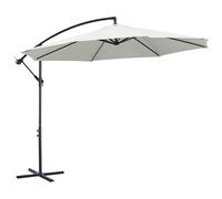 Outsunny Sombrilla de Jardín Ø300x250 cm Parasol Excéntrico Inclinable con Manivela Base Cruzada y Soporte de Acero Protección Solar para Terraza Exterior Crema