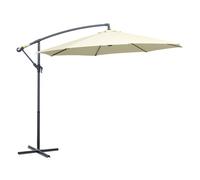 Outsunny Sombrilla de Jardín Ø300x250 cm Parasol Excéntrico Inclinable con Manivela Base Cruzada y Soporte de Metal 8 Varillas para Terraza Exterior Balcón Beige