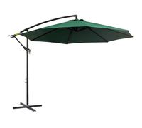 Outsunny Sombrilla de Jardín Ø300x250 cm Parasol Excéntrico Inclinable con Manivela Base Cruzada y Soporte de Acero Verde